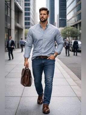 American Eagle Outfitters Men's Blue Long Sleeve Button Down Shirt - Size XXL